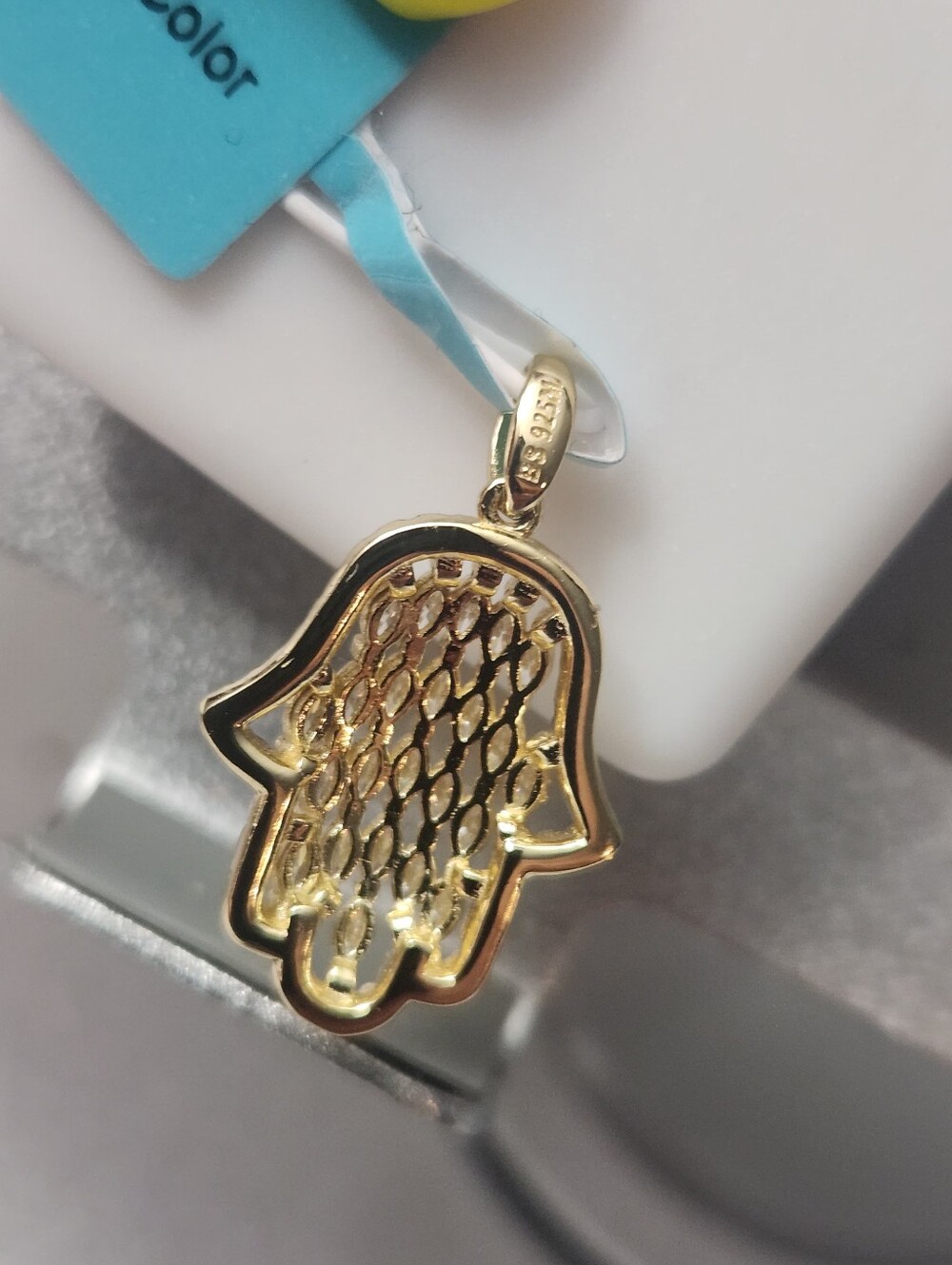 925 Moissanite Hamsa Hand Pendant 1.42 CTW VVS D Color Sterling Silver NWT - Picture 3 of 5
